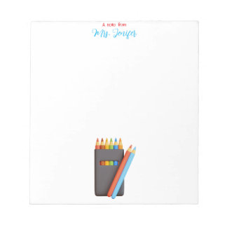 Colored Pencil Palette Kindergarten Teacher Notepa Notizblock