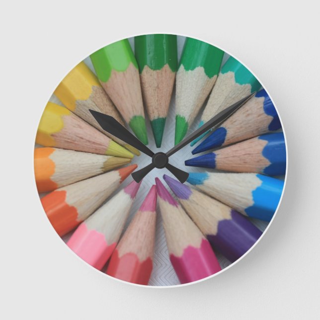 Colored Pencils clock Runde Wanduhr (Vorderseite)