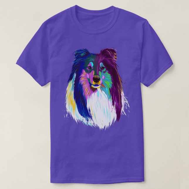 Colored Rough Collie Dog T-Shirt (Design vorne)