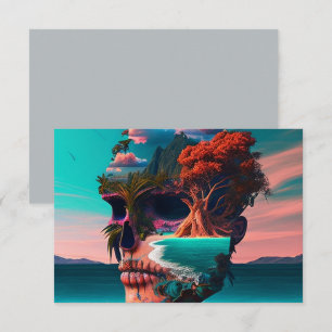 Colored skull head dankeskarte