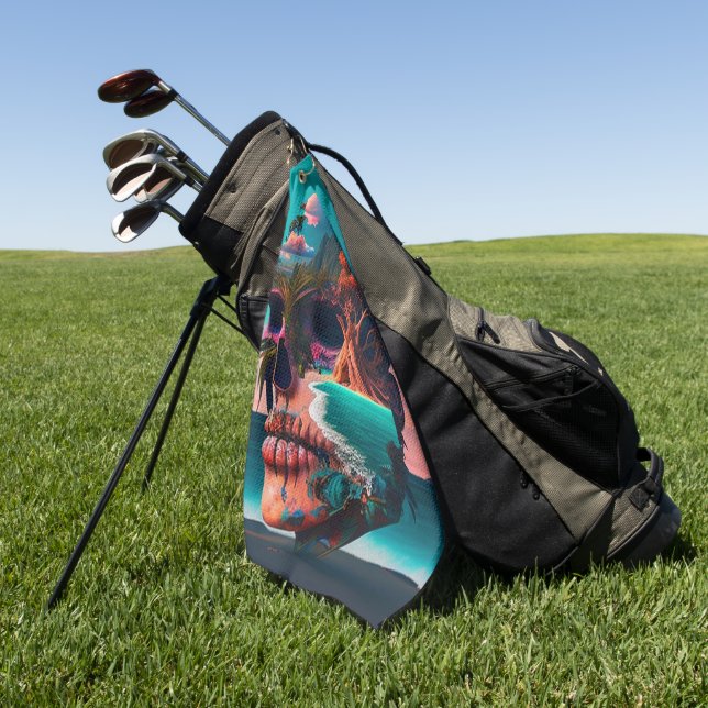 Colored skull head golfhandtuch (Gras)