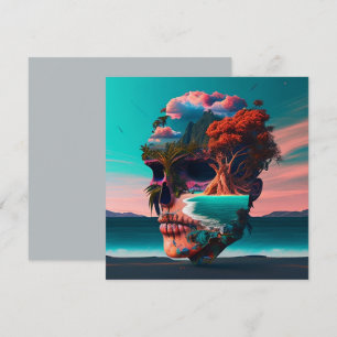 Colored Skull Head Karte