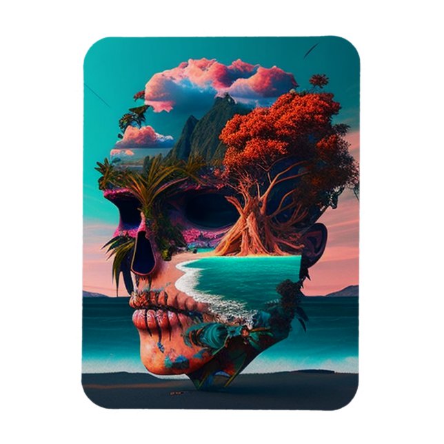 Colored Skull Head Magnet (Vertikal)