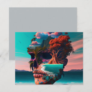 Colored Skull Head Mitteilungskarte