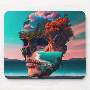 Colored skull head mousepad