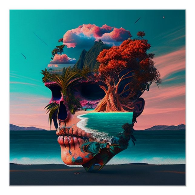 Colored skull head poster (Vorderseite)