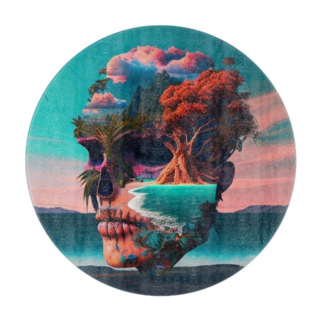 Colored Skull Head Schneidebrett (Vorderseite)