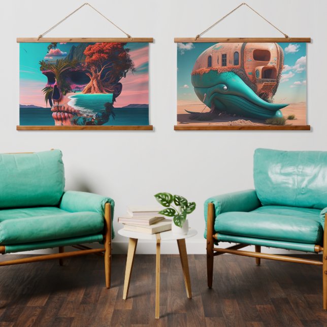 Colored skull head wandteppich mit holzrahmen (Wohnzimmer)