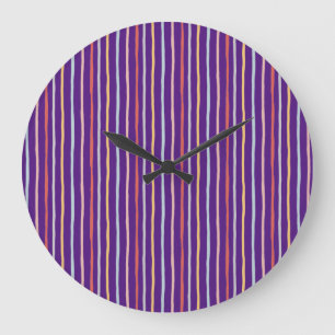 Colored Striped Lines Große Wanduhr