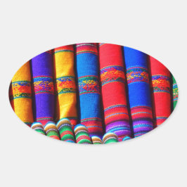 Colored Woven Cloud Ovaler Aufkleber
