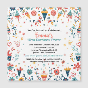 "Colorée Confetti Invitation d'anniversaire