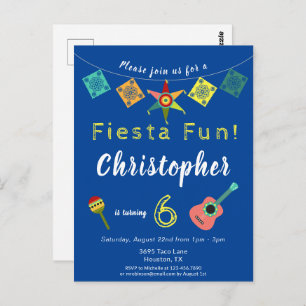 Colorée Fiesta Boys Anniversaire Fête Invitation