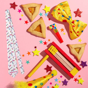Colorée Grogger Hébreu Happy Purim Cravate