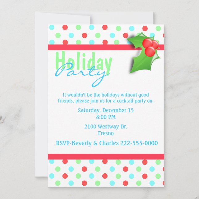 Colorée Polka Dot Fête Invitation (Devant)