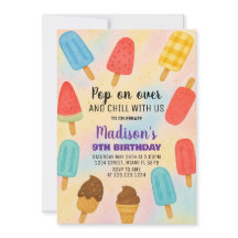 Colorée Popsicle Party Anniversaire Invitation
