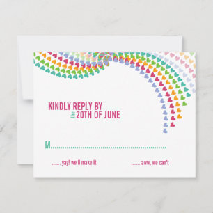 Colorée Rainbow Heart Sprinkles Mariage carte RSVP