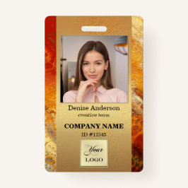 Colorée Terra Cotta Art Gold Photo ID Badge