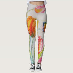 Colorée Tulipe Florale Aquarelle Leggings
