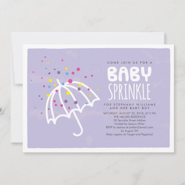 Colorée violet Neutre Baby Sprinkle Invitation (Devant)