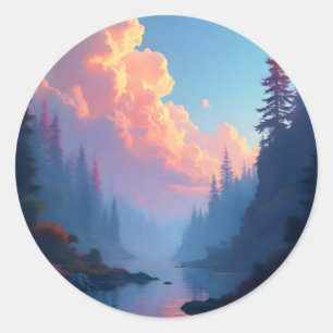 Colorfall Grove – Herbstlandschaft Runder Aufkleber