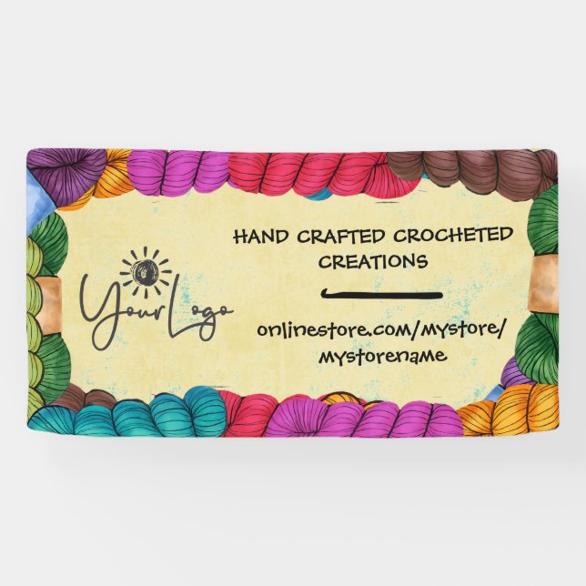 Colorfu yarn crochet hook craft show booth display banner (Horizontal)