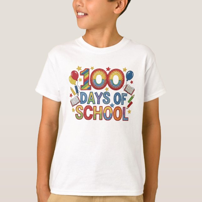 Colorful 100 Days of School T-Shirt (Vorderseite)