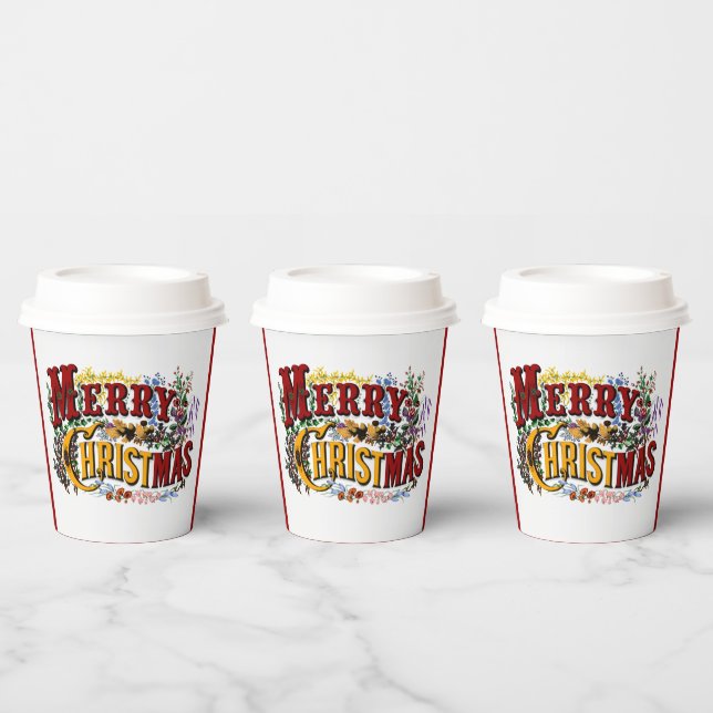 Colorful 1876 Merry Christmas Pappbecher (Multi)