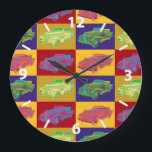 Colorful 1938 Cadillac Lasalle Pop Art Große Wanduhr<br><div class="desc">Colorful 1938 Cadillac Lasalle convertible luxury Car pop art illustration.</div>