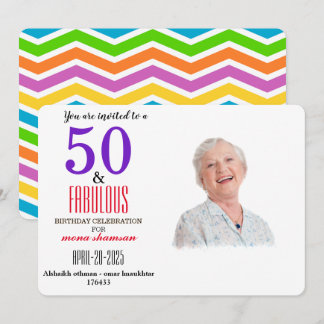 Colorful 50 & Fabulous Invitation Einladung