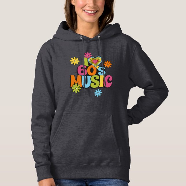 Colorful 60s Music Retro Aesthetic Typography  Hoodie (Vorderseite)