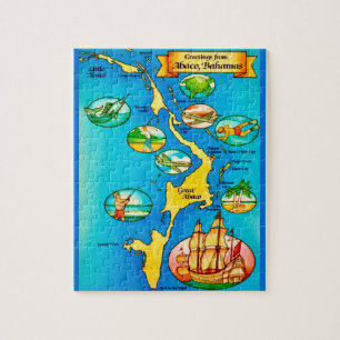 Colorful Abacos Islands Map