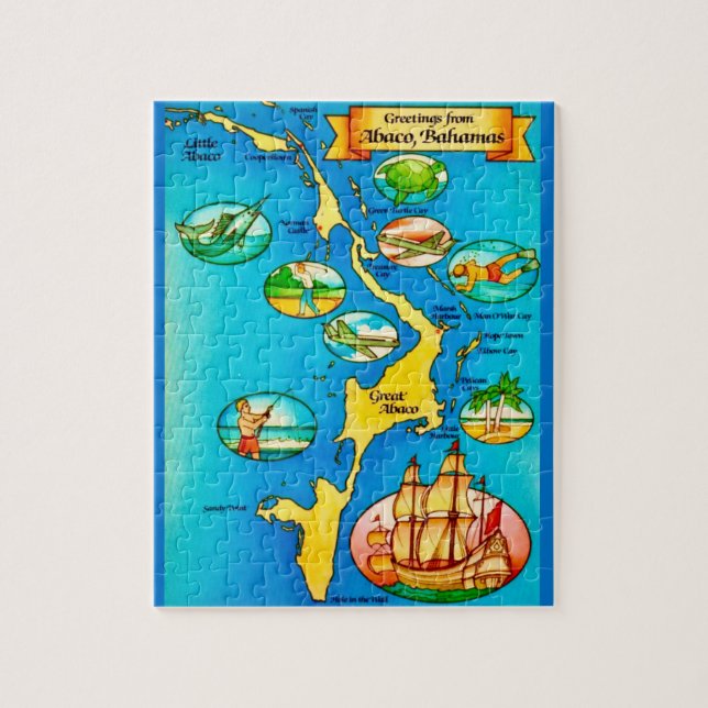Colorful Abacos Islands Map (Vertikal)