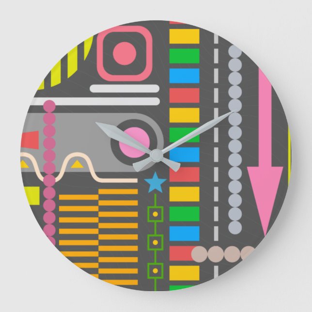 Colorful Abstract Art Pattern Große Wanduhr (Vorderseite)