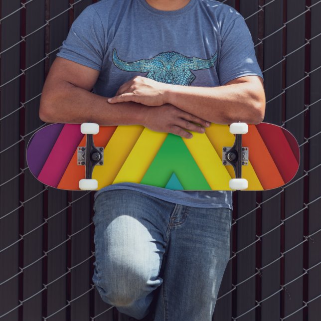Colorful Abstract Chevron Pattern Skateboard (Außenbereich 3)