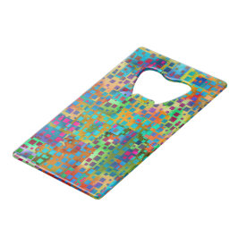 Colorful Abstract Digital Art with Squares Geldbeutel Flaschenöffner