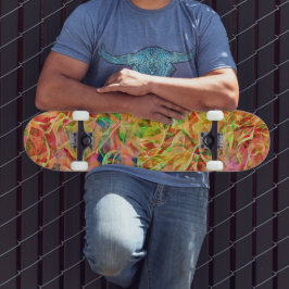 Colorful Abstract Fire Flames Art Skateboard Deck