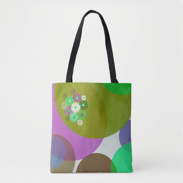 Colorful Abstract Floral Circles Tote Bag Tasche (Vorderseite)