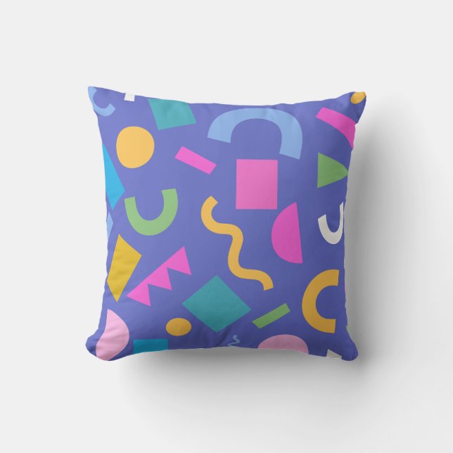 Colorful Abstract Geometric Memphis Style Pattern Kissen (Vorderseite)