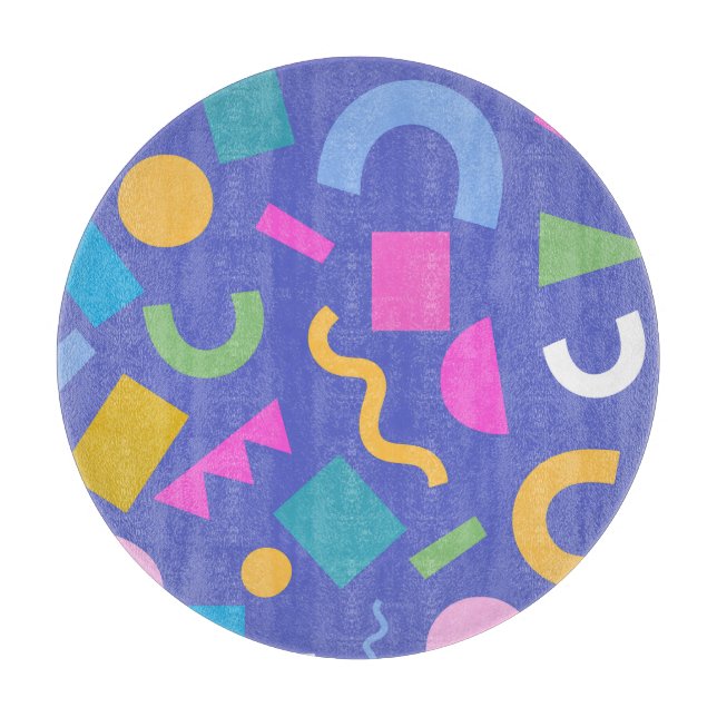 Colorful Abstract Geometric Memphis Style Pattern Schneidebrett (Vorderseite)