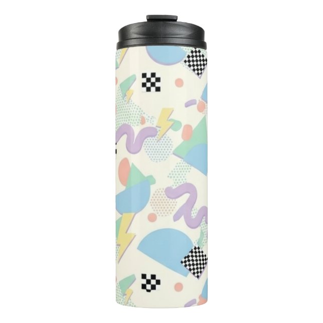 Colorful Abstract Geometric Memphis Style Pattern Thermosbecher (Vorderseite)