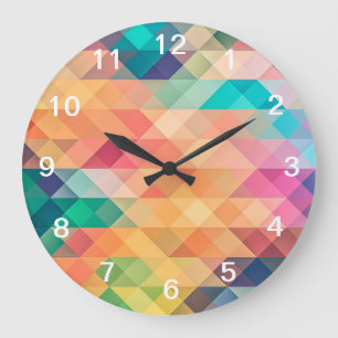 Colorful Abstract Geometric Pattern Große Wanduhr