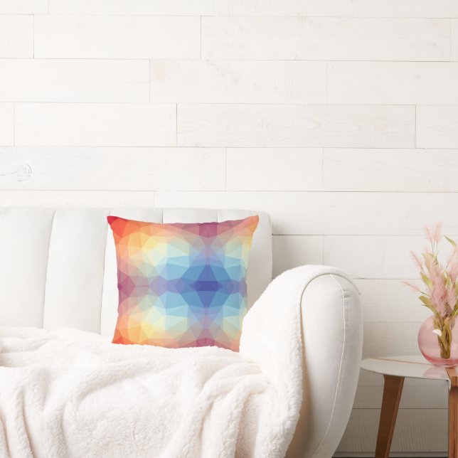 Colorful Abstract Geometric Rainbow   Kissen (Liege)