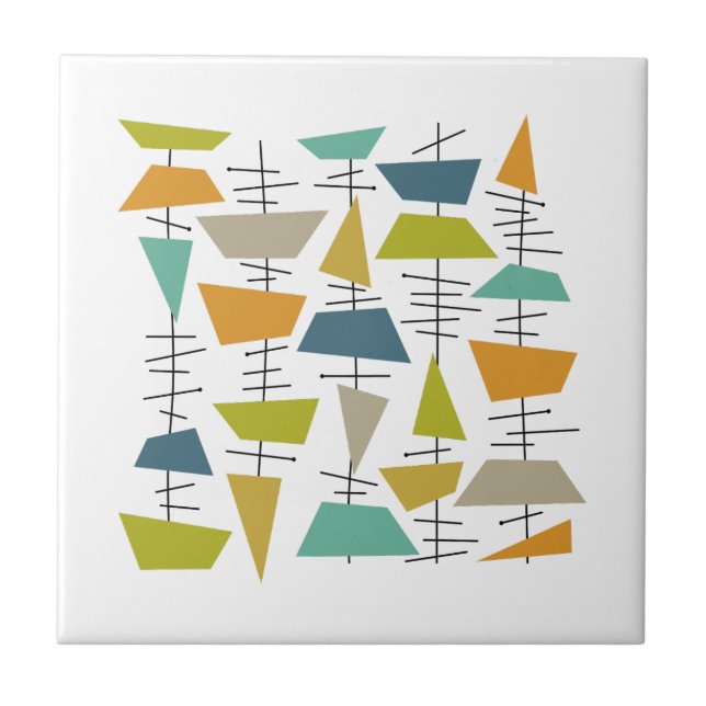 Colorful Abstract Hanging Wind Chimes Mid Century Fliese (Vorderseite)