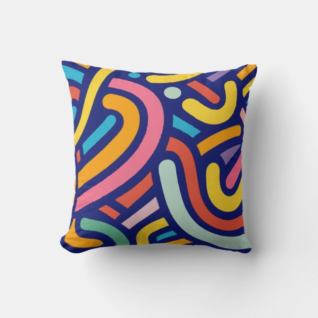 Colorful Abstract Lines Pillow Kissen (Vorderseite)