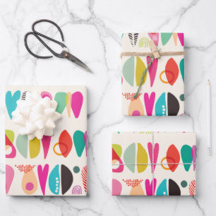 Colorful Abstract Love Shapes Geschenkpapier Set