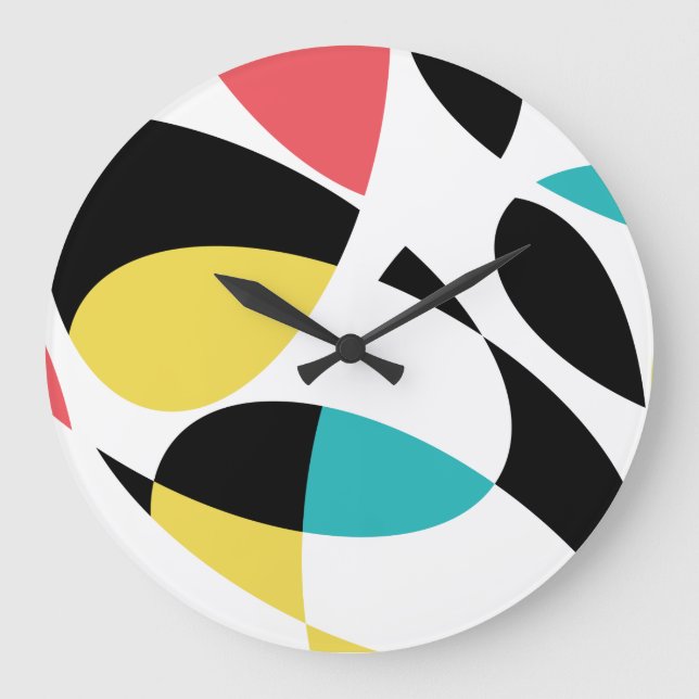 Colorful, abstract, modern, fun geometric pattern große wanduhr (Vorderseite)
