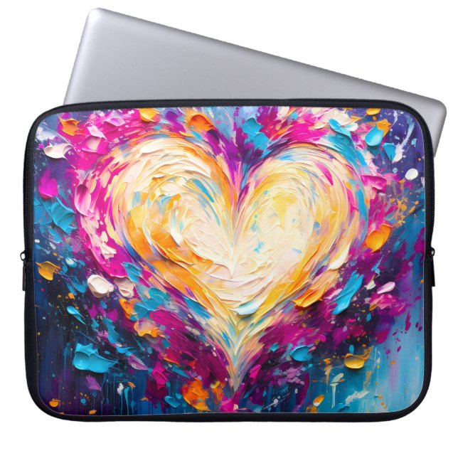 Colorful Abstract Modern Love Heart Laptopschutzhülle (Vorderseite)