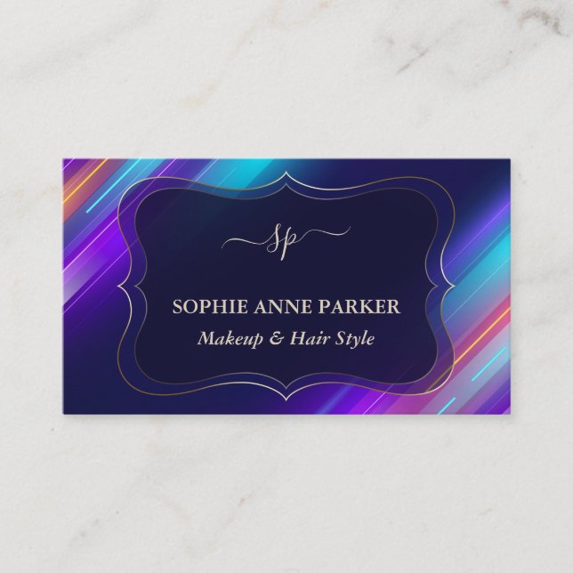 Colorful Abstract Monogram Professional Makeup  Visitenkarte (Vorderseite)