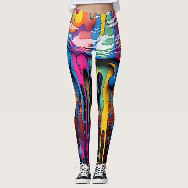 Colorful Abstract Paint Drips (19) Leggings (Vorderseite)