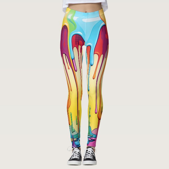 Colorful Abstract Paint Drips (29) Leggings (Vorderseite)